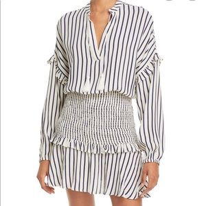 AQUA striped smocked mini dress